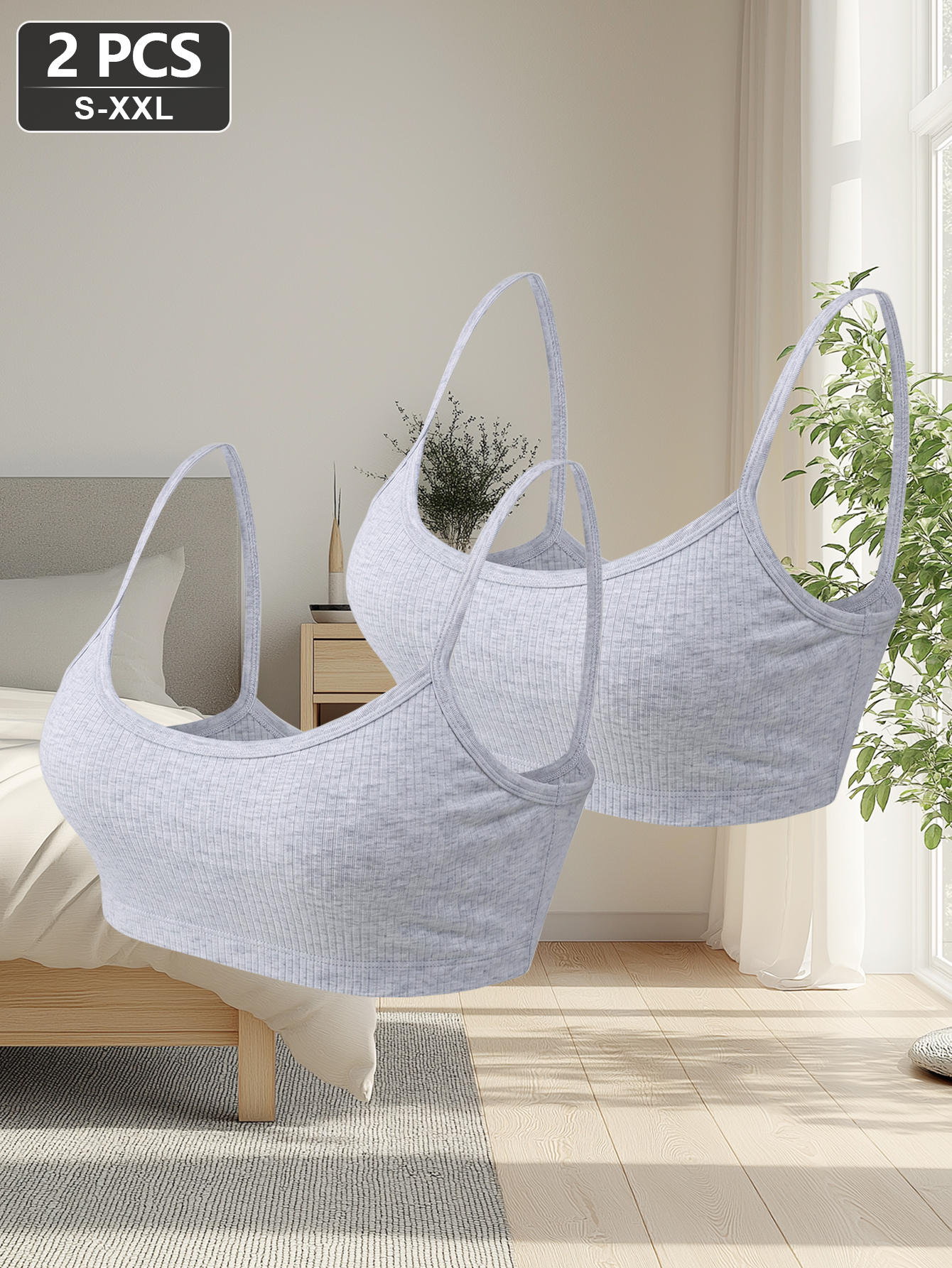 2pcs Women's Spaghetti Strap Bralette Set, Everyday Comfort